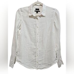JCrew Baird McNutt Women White Button Down Linen Minimalist Shirt Size 4